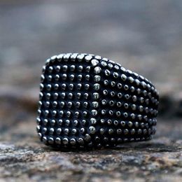 Anneaux de cluster Unique Bumps Square pour hommes et femmes Vintage en acier inoxydable Punk Biker Ring Heavy Metal Gothic Bijoux Whole274e