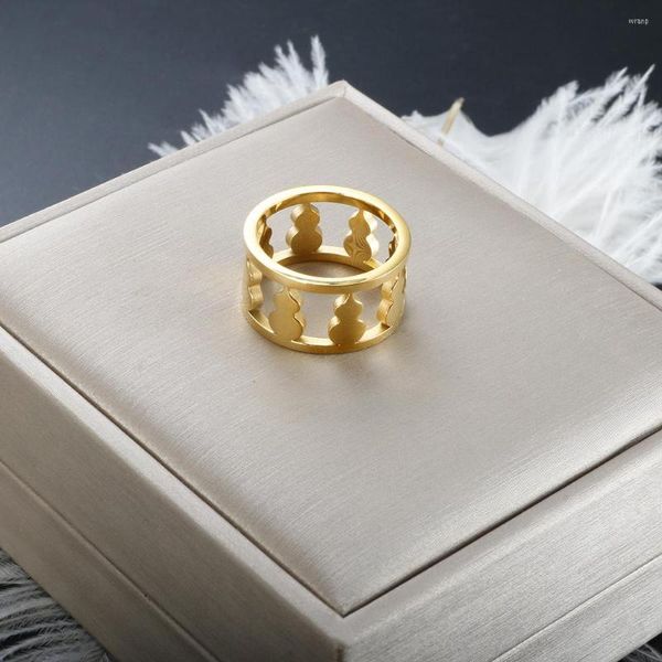 Anillos de racimo Único elegante anillo hueco de acero inoxidable chapado en oro vintage calabaza dedo para mujeres fiesta encanto de moda joyería al por mayor