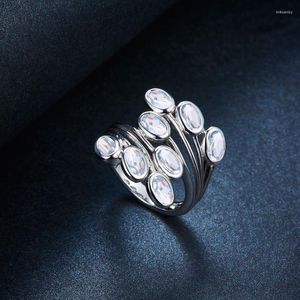 Clusterringen Uniek ontwerp 925 sterling zilver ingelegd met natuurlijke aquamarijn damesmode ring sieraden cadeau