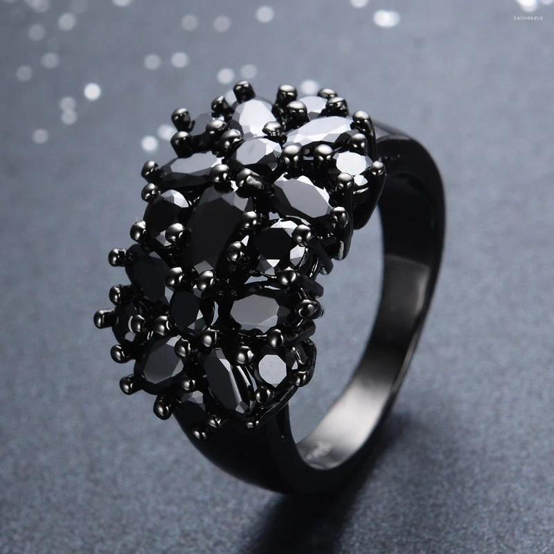 Bagues de cluster Unique Mode Femme Noir Ovale Pierre Bague Rétro Mariage Pour Femmes Engagement Amour Fiançailles Anniversaire Cadeau