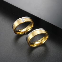 Bagues de cluster unisexe couple bague en acier inoxydable CZ pierre pour femmes hommes mariage amant anniversaire bijoux cadeaux gradient doigt en gros