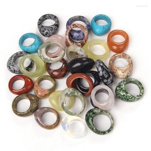 Cluster Rings Unisex Jade Wrench Natural Mineral Ring Multicolore Noir Vert Rouge Agates Gem Stone Finger Charms Gifts Wholesale