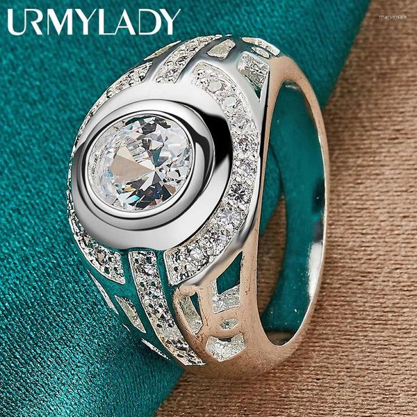 Anillos de racimo Urmylady 925 Sterling Silver Watch Round Circon 6-10# Anillo para mujeres Joyas de moda de fiesta de participación de boda