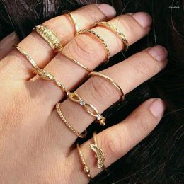 Cluster Ringen Utrend 12 stks/set Anillos Zomer Bohemian Ring Sets Voor Vrouwen Vintage Goud Kleur Kristal Vinger Sieraden Bijoux