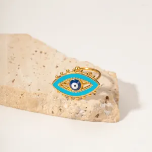 Clusterringen Uworld Waterdicht Roestvrij Staal Evil Eyes Ring 18K Verguld Blauw Emaille Oog Verstelbaar Voor Vrouwen Anillos Mujer