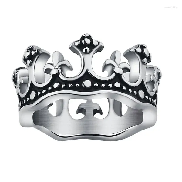 Anillos de racimo Valily Jewelryl Crown Ring Royal King Wedding Knight Fleur de Lis Cross Vintage para mujeres Bagues Femme