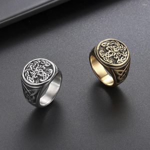 Bagues de groupe Valily Viking Tree Of Life Yggdrasil Celtics Knotwork Ring Men's Stainless Steel Norse Amulet Jewellery