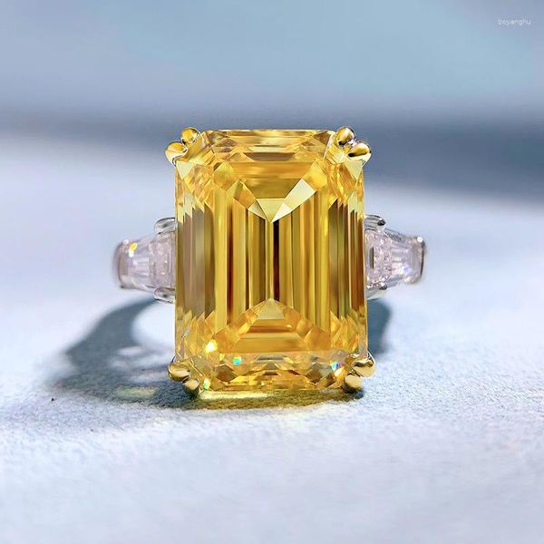 Anneaux de cluster précieux topaze diamant bague véritable 925 sterling argent fête de mariage pour femmes hommes fiançailles promesse bijoux