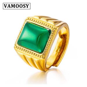 Cluster Ringen VAMOOSY 24K Goud Anti-allergie Glad Eenvoudige Bruiloft Koppels Simulatie Natuursteen Bijouterie Voor Man Of Vrouw Gif2713