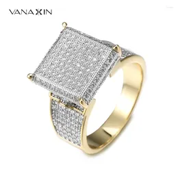 Anillos de clúster Vanaxin Hip Hip Hip Hop para hombres Micro pavimentado Cobonia Cobre Regalo