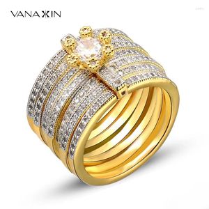 Cluster ringen vanaxin gelaagde ring voor vrouwen luxe kubieke zirkonia vrouwelijke feestje bruiloft sieraden