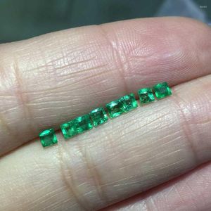 Clusterringen Vantj Echte natuurlijke Colombia Emerald Losse edelsteen 1 stks vierkant gesneden kostbare steen voor zilveren gouden vrouwen diy sieraden