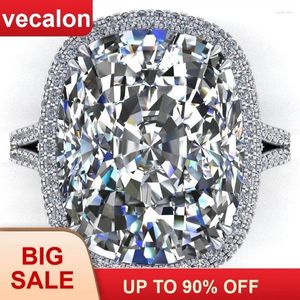 Clusterringen Vecalon 2024 Big Promise Ring 925 Sterling Silver Cushion Cut 8ct Zirkon CZ Betrokkenheid trouwring voor vrouwen heren sieraden