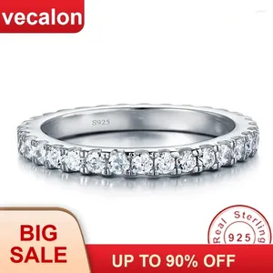 Cluster Anneaux Vecalon Femme Classic Wedding Band Ring Soild 925 STERLING Silver Circle 5a Zircon CZ Engagement For Women Men Gift