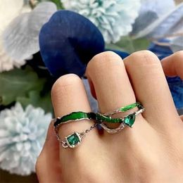 Cluster anneaux vedawas couleur verte cuivre irrégulière anneau ouvert mode simple géométrique bijoux fait à la main
