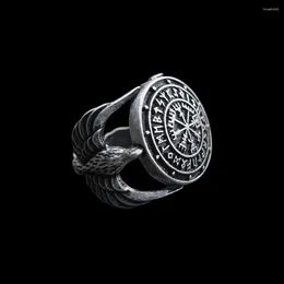 Bagues de cluster Vegvisir Futhark Runes Vikings Compass Magic Stave Nordic Amulet Taille réglable Bague 1pcs SanLan