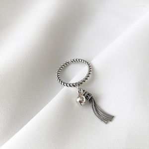Clusterringen Ventfille 925 Sterling Silver Retro Bells Tassel Ring For Women Thai Simple Personality Trendy Jewelry 2023