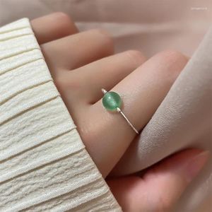 Cluster Ringen VENTFILLE Zilver Kleur Ring Voor Vrouwen Meisje Gift Antieke Jasper Temperament Een Jade Lucky Bead Sieraden 925 Gestempeld