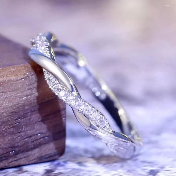 Bagues de cluster VENTFILLE Argent Sterling Twined Vine Infinity Pour Femmes Simple Mode Blanc Zircon De Mariée Bague De Fiançailles De Mariage