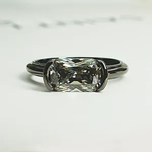 Cluster ringen veelzijdige zwart goudkussen 925 Hoge koolstof diamant zilverring set met uniek en cool ontwerp