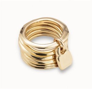 Clusterringen versie uno de 50 modieus verzilverde 14K geel gouden charm ring niche sieraden cadeau 2209229901418