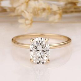 Cluster ringen zeerins 14K geel goudcentrum 1.5ct 6 8 mm ovaal gesneden verborgen verlovingsring voor vrouwen jubileumgeschenk