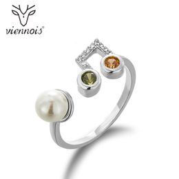 Cluster Rings Viennois Silver Color Music For Woman Spiral Metal Party Ring