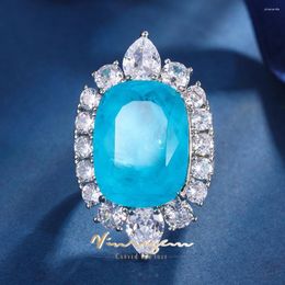 Clusterringen Vinregem 15 20mm lab gemaakt Paraiba toermaline edelsteen luxe hyperboolring voor vrouwen jubileum cadeau fijne sieraden