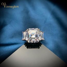 Clusterringen Vinregem 925 Sterling Silver Asscher Cut Created Moissanite Gemstone Wedding Party Fashion Ring For Women Fine Jewelry Cadeau