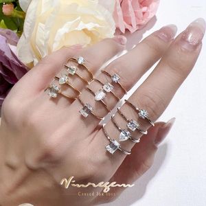 Cluster anneaux Venregem 925 Sterling Silver Fancy Cut Real Gra Moisanite Diamond Engagement Anneau Fine Bijoux Bandoue de mariage pour femmes Cadeau