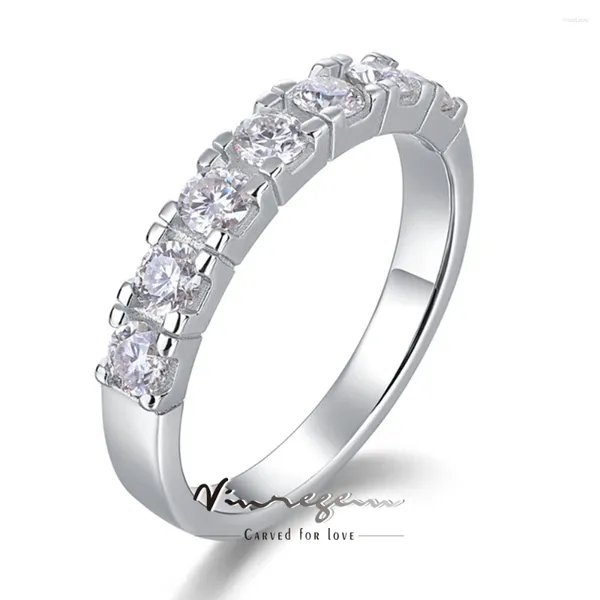 Anillos de racimo Vinregem 925 Plata esterlina 3EX VVS1 D 3 MM Real Moissanite Pass Prueba Diamantes Anillo de fila para mujeres Joyería Alianza de boda