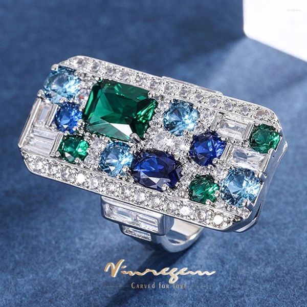 Anillos de racimo Vinregem Lab creado colorido zafiro piedra preciosa hipérbole vintage mujeres anillo regalo aniversario cóctel joyería fina al por mayor