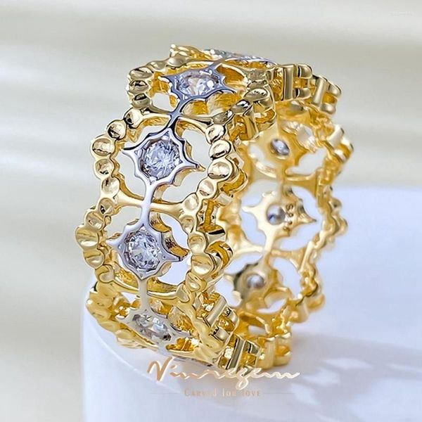 Anillos de racimo Vinregem Lab creado zafiro piedra preciosa 18k chapado en oro vintage 925 plata esterlina anillo fino para mujeres joyería de fiesta al por mayor