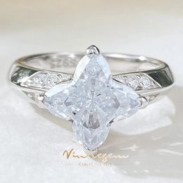 Anillos de clúster vinregem star laboratorio de zafiro 925 cóctel de plata esterlina anillo damas de modernas regalos de compromiso de joyería