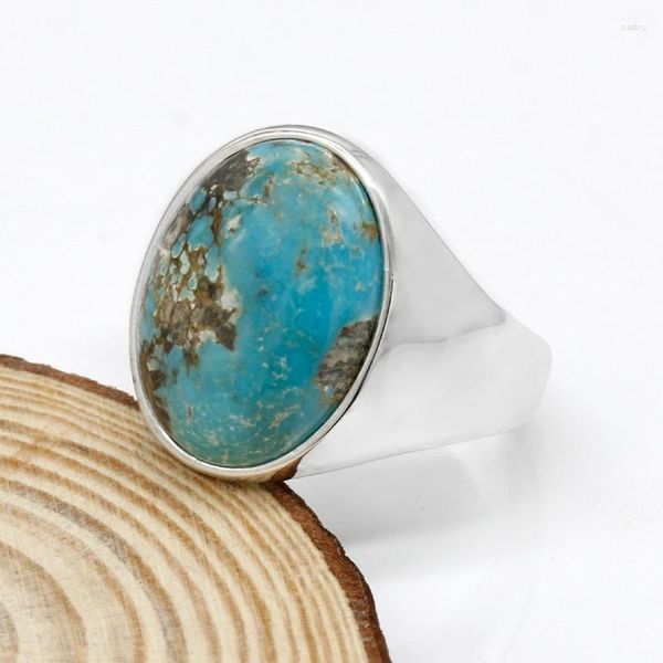 Bagues de cluster Vintage 925 Sterling Silver Femmes Bague avec pierre naturelle bleue Thai Simple Design Unisexe Bijoux de mode