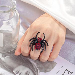 Cluster Ringen Vintage Acryl Voor Vrouwen Bohemen Etnische Zwarte Kleur Spider Twist Vinger Ring 2023 Trend Knuckle Mode-sieraden Gift