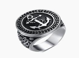 Clusterringen Vintage Anchor Carving for Men Titanium roestvrij staal Punk Cool Jowery Gothic Party Fashion Accessoires Maten 899743508