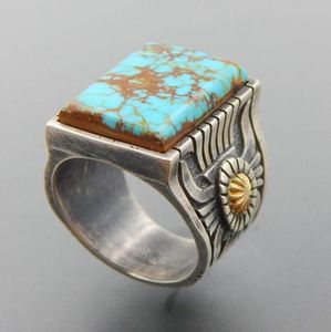 Cluster Ringen Vintage Antieke Groene Steen Ring Mode-sieraden Blauw Turkoois Vinger Voor Vrouwen Huwelijksverjaardag O3M0316502544