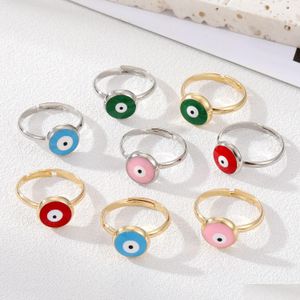 Cluster Ringen Vintage Blauwe Boze Oog Vinger Ring Voor Vrouwen Gift Sieraden Gekleurde Eenvoudige Turkse Lucky Verstelbare Party Accessoires Drop Dhw1J