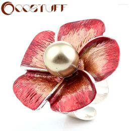 Cluster Anneaux Fleurs colorées vintage avec perle Residable for Women Fashion Statement Irregular Goth Jewelry Decoration Accessoires 2024