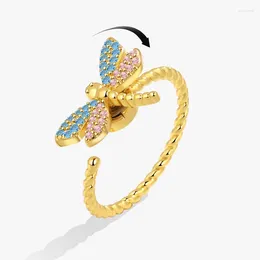 Bagues de cluster Vintage Coloré Insecte Libellule Spinner Doigt Pour Femmes Ouvert Index Réglable Fidget Anxiété Bague Bijoux À La Mode