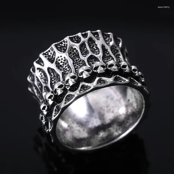 Cluster anneaux vintage créatif argenté couleur complète crâne crâne pour hommes bijoux punk bijoux quotidien warm gift cadeau squelette