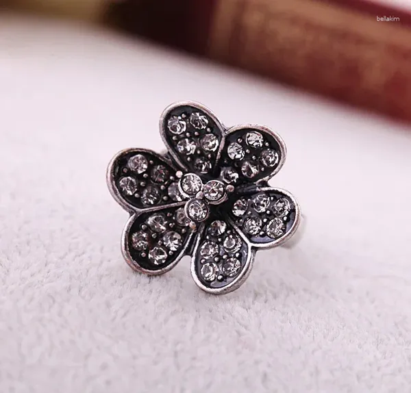 Cluster anneaux vintage Crystal Fleur doigt antique or argenté couleur pour femmes bijoux en gros