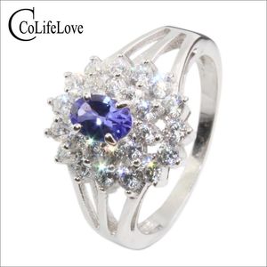 Cluster ringen vintage verloving trouwring voor vrouw echte blauwe tanzanite real 925 solide sterling zilveren sieraden dame