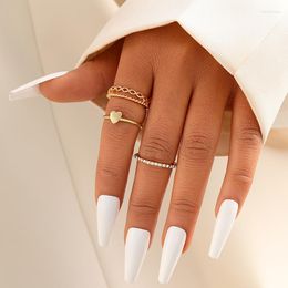 Klaster pierścionki moda w stylu Vintage złoty kolor serce zestaw dla kobiet elegancki okrągły pierścionek damska biżuteria modne akcesoria 2023 Party Gift