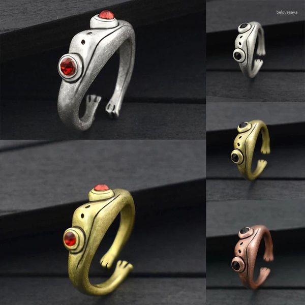 Cluster Anneaux Vintage Frog Couple pour femmes Boho Animal mignon anillos ouvrant Ring Ring Men Anel Jewelry Design artistique Cadeaux