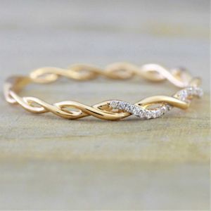 Clusterringen Vintage Gold Color Zirkon Strass Set voor vrouwen Wed Bruidal Boho Geometrische sieraden Gift Y2K Accessoires H240504