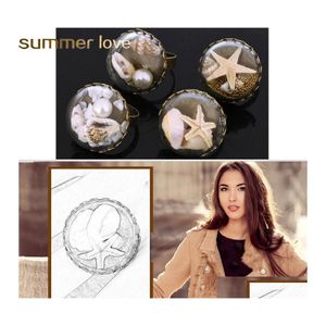 Clusterringen Vintage goud uniek verstelbaar big for dames dames glas er shell -zeester mode feestje sieraden handgemaakte kunstwerken gif dhuzb