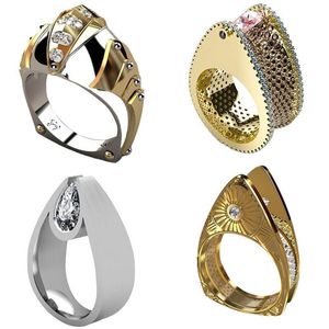 Cluster ringen vintage handgemaakte Turkse witte zirkoon ring voor mannen vrouwen zilveren kleur geometrie driehoek trendy islamitische sieraden