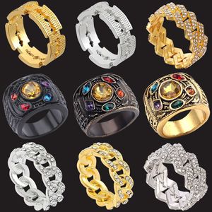 Cluster Ringen Vintage Hip Hop Miami Curb Cubaanse voor Vrouwen Mannen Goud Zilver Kleur Anillos sieraden Iced Out Verharde Steentjes Ring Beste Cadeau 230620